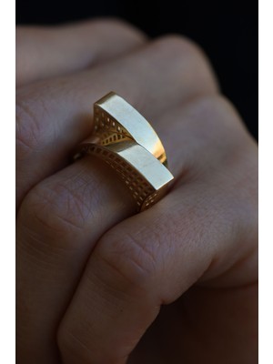 Yenigün Kuyumculuk 14 Ayar Altın İki Kat Tasarım Taşsız Yüzük