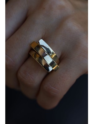 Yenigün Kuyumculuk 14 Ayar Altın Üç Kat Tasarım Taşsız Yüzük