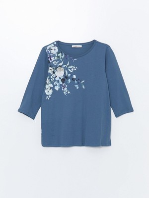 Lcw Grace Bisiklet Yaka Çiçekli Kadın Tişört