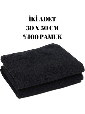 Kayabey Home Siyah Iki Adet El Yüz Havlusu 30 X 50 Cm Mutfak Banyo Spor Misafir Havlu Seti  Pamuk