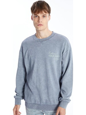 Xsıde Bisiklet Yaka Uzun Kollu Baskılı Erkek Sweatshirt