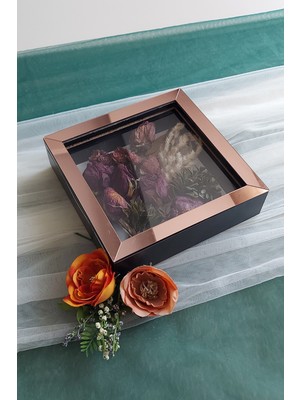 Verda Çerçeve 20X20X5 cm Siyah-Rose Anı Çerçevesi! Yeni Moda Çiçek Anı Çerçevesi!