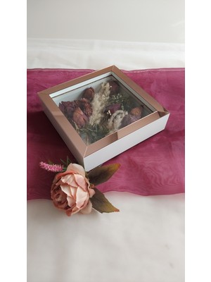 Verda Çerçeve 20X20X5 cm Beyaz-Rose Anı Çerçevesi! Yeni Moda Çiçek Anı Çerçevesi!