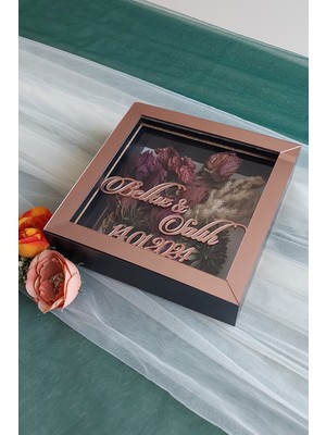 Verda Çerçeve 20X20X5 cm Isimli Siyah-Rose Anı Çerçevesi! Yeni Moda Çiçek Anı Çerçevesi!