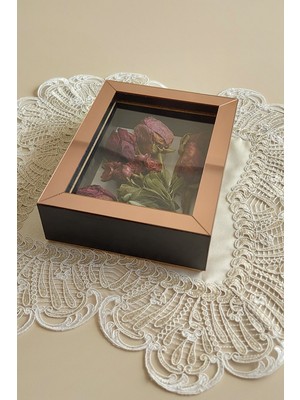 Verda Çerçeve 15 x 20 x 5  cm  Siyah-Rose Anı Çerçevesi! Yeni Moda Çiçek Anı Çerçevesi!