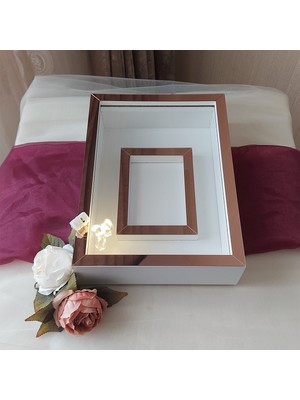 Verda Çerçeve 25 x 35  cm  Yarı Kaplama Ledli Beyaz-Rose Anı Çerçevesi! Yeni Moda Çiçek Anı Çerçevesi!