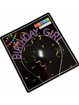 Lisinya Mor Renk Kristal Taşlı Parlak Birthday Girl Yazılı Taç 16X17 cm - Lisinya