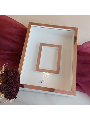Verda Çerçeve 30 x 40  cm   cm  Yarı Kaplama Ledli Beyaz-Rose Anı Çerçevesi! Yeni Moda Çiçek Anı Çerçevesi!