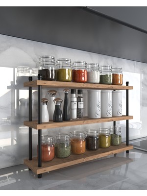 Inci Baharatlık, Mutfak Rafı, Çok Amaçlı Raf, 3 Katlı , Metal Ayaklı, Organizer, 60 cm