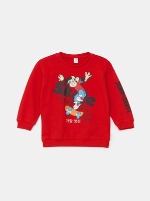 LC Waikiki Lcw Kids  Bisiklet Yaka Nostaljik Maymun Baskılı Erkek Bebek Sweatshirt