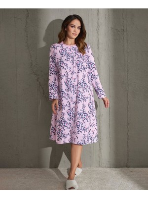 Intive Lingerie Aydoğan Çiçek Desenli Midi Boy Rahat Kalıp Robalı/nevruklu Gecelik- M-2xl