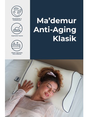 MADEMUR Ortopedik Anti-Aging Visco Yastık 56X42X12-11 cm