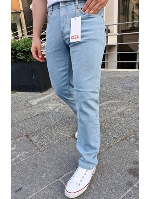 Ceza Denim Erkek Slim Fit Buz Mavi Esnek Likralı Kot Pantolon