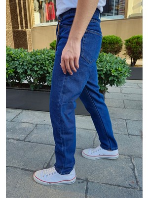 Ceza Denim Erkek Boyfriend Rahat Kalıp Koyu Mavi Pantolon (F-177)