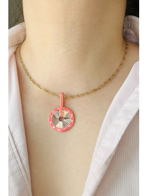 Pembe Gökyüzü İkonları Gold Kolye Ucu Charm | 925 Ayar Gümüş