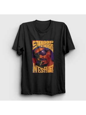 Presmono Unisex Siyah Snoop Dogg Fest Westcoast T-Shirt