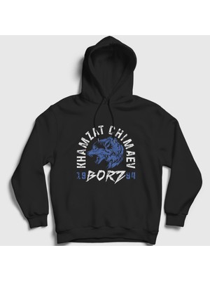 Presmono Unisex Siyah Borz Khamzat Chimaev Mma Ufc Kapüşonlu Sweatshirt