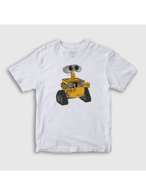Presmono Unisex Çocuk Beyaz Cute Wall E Eve T-Shirt