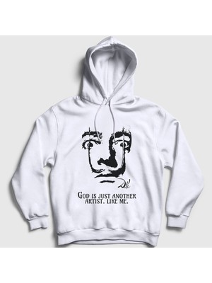 Presmono Unisex Beyaz God Ressam Painter Salvador Dali Kapüşonlu Sweatshirt