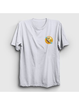 Presmono  Beyaz Gülmekten Gözünden Yaş Gelen Emoji  T-Shirt