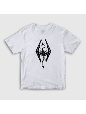 Presmono Unisex Çocuk Beyaz Skyrim Oyun The Elder Scrolls V T-Shirt