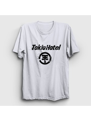 Presmono Unisex Beyaz Logo Tokio Hotel T-Shirt