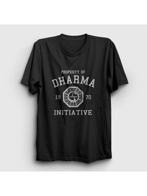 Presmono Unisex Siyah Property Of Dharma Initiative Lost T-Shirt