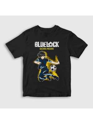 Presmono Unisex Çocuk Siyah Bachira Meguru Futbol Soccer Anime Bluelock T-Shirt