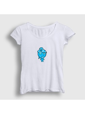 Presmono Kadın Beyaz Ateş ve Su Oyun Watergirl Sevgili T-Shirt