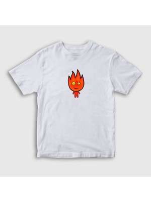 Presmono Unisex Çocuk Beyaz Ateş Ve Su Oyun Fireboy Sevgili T-Shirt