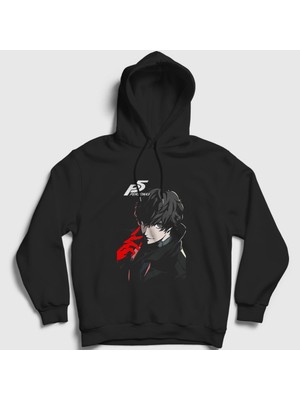 Presmono Unisex Siyah Ren Amamiya Joker Oyun Persona 5 Kapüşonlu Sweatshirt