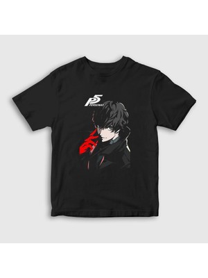 Presmono Unisex Çocuk Siyah Ren Amamiya Joker Oyun Persona 5 T-Shirt