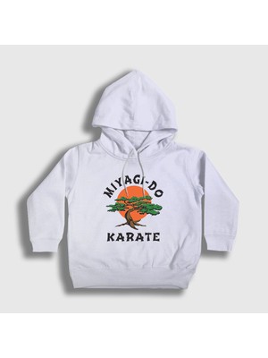 Presmono Unisex Çocuk Beyaz Miyagi Do Karate Cobra Kai Kapüşonlu Sweatshirt