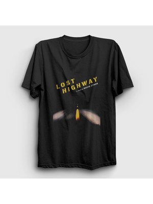 Presmono Unisex Siyah Poster T-Shirt David Lynch Lost Highway Pamuklu Kısa Kol Günlük Stil