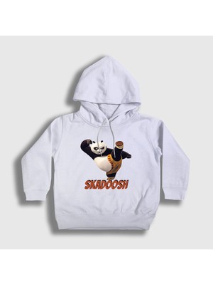 Presmono Unisex Çocuk Beyaz Skadoosh Kung Fu Panda Kapüşonlu Sweatshirt