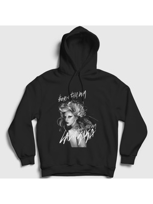 Presmono Unisex Siyah Born This Way Müzik Lady Gaga Kapüşonlu Sweatshirt