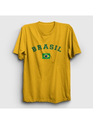 Presmono  Sarı Brasil Brazil Brezilya Bayrağı T-Shirt