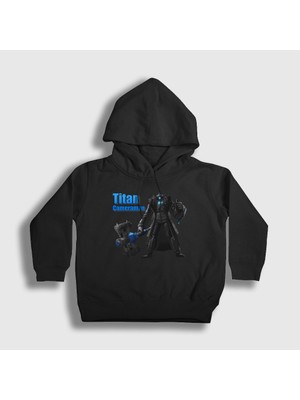 Presmono Unisex Çocuk Siyah Titan Cameraman Skibidi Toilet Kapüşonlu Sweatshirt