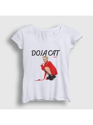 Presmono Kadın Beyaz Candy Müzik Doja Cat T-Shirt