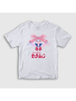 Presmono  Çocuk Beyaz Serena Usagi V2 Sailor Moon Ay Savaşçısı T-Shirt