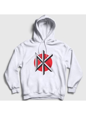 Presmono Unisex Beyaz Logo Müzik Dead Kennedys Kapüşonlu Sweatshirt