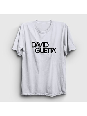 Presmono  Beyaz Logo Müzik Dj David Guetta T-Shirt