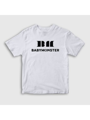 Presmono  Çocuk Beyaz Logo K Pop Baby Monster Babymonster T-Shirt