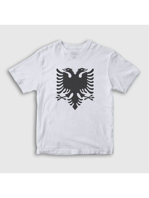 Presmono  Çocuk Beyaz Albania Arnavutluk Bayrağı T-Shirt