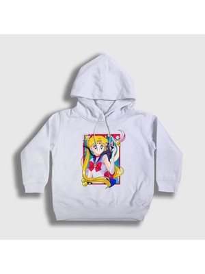 Presmono Unisex Çocuk Beyaz Serena Usagi Sailor Moon Ay Savaşçısı Kapüşonlu Sweatshirt