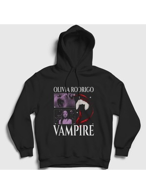 Presmono Unisex Siyah Vampire Müzik Olivia Rodrigo Kapüşonlu Sweatshirt
