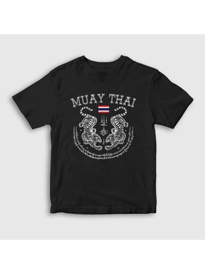 Presmono  Çocuk Siyah Thailand Kaplan Ufc Mma Muay Thai T-Shirt