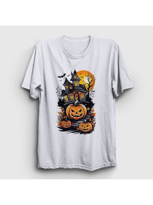 Presmono  Beyaz Haunted House V2 Halloween Cadılar Bayramı T-Shirt