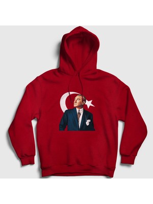 Presmono Unisex Kırmızı 19 Mayıs 29 Ekim 23 Nisan Bayrak Atatürk Kapüşonlu Sweatshirt