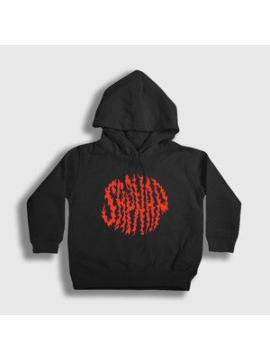 Presmono Unisex Çocuk Siyah Sapnap V2 Flame Alev Ateş Minecraft Kapüşonlu Sweatshirt